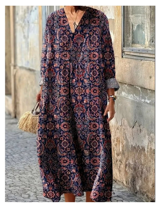 Marie™ | Robe à col rond et imprimé