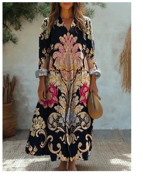 Marie™ | Robe à col rond et imprimé