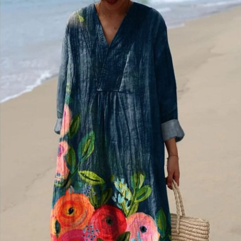 Marie™ | Robe à col rond et imprimé