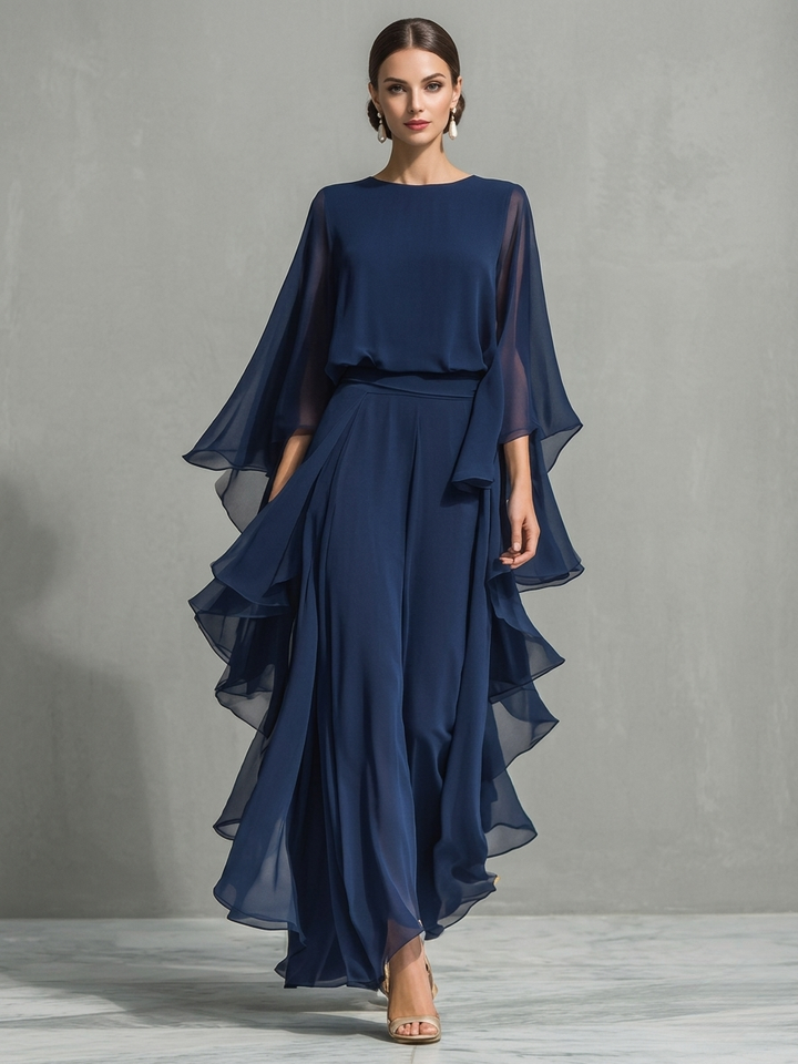 Aurora – Ensemble Élégant en Chiffon à Volants