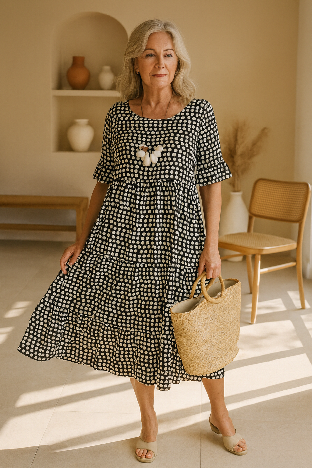 Vera | Robe midi à manches courtes