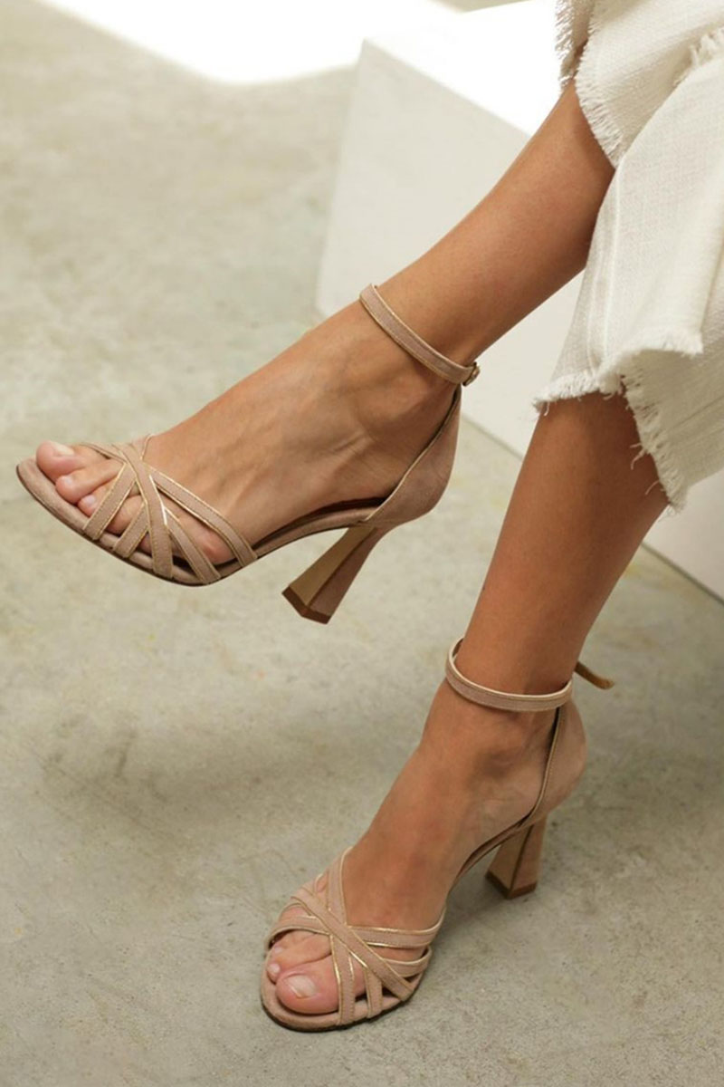 Eliva™ | Sandales patchwork à bout rond et talon fin