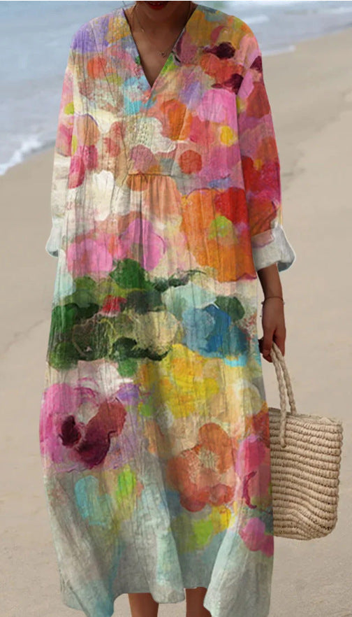 Marie™ | Robe à col rond et imprimé