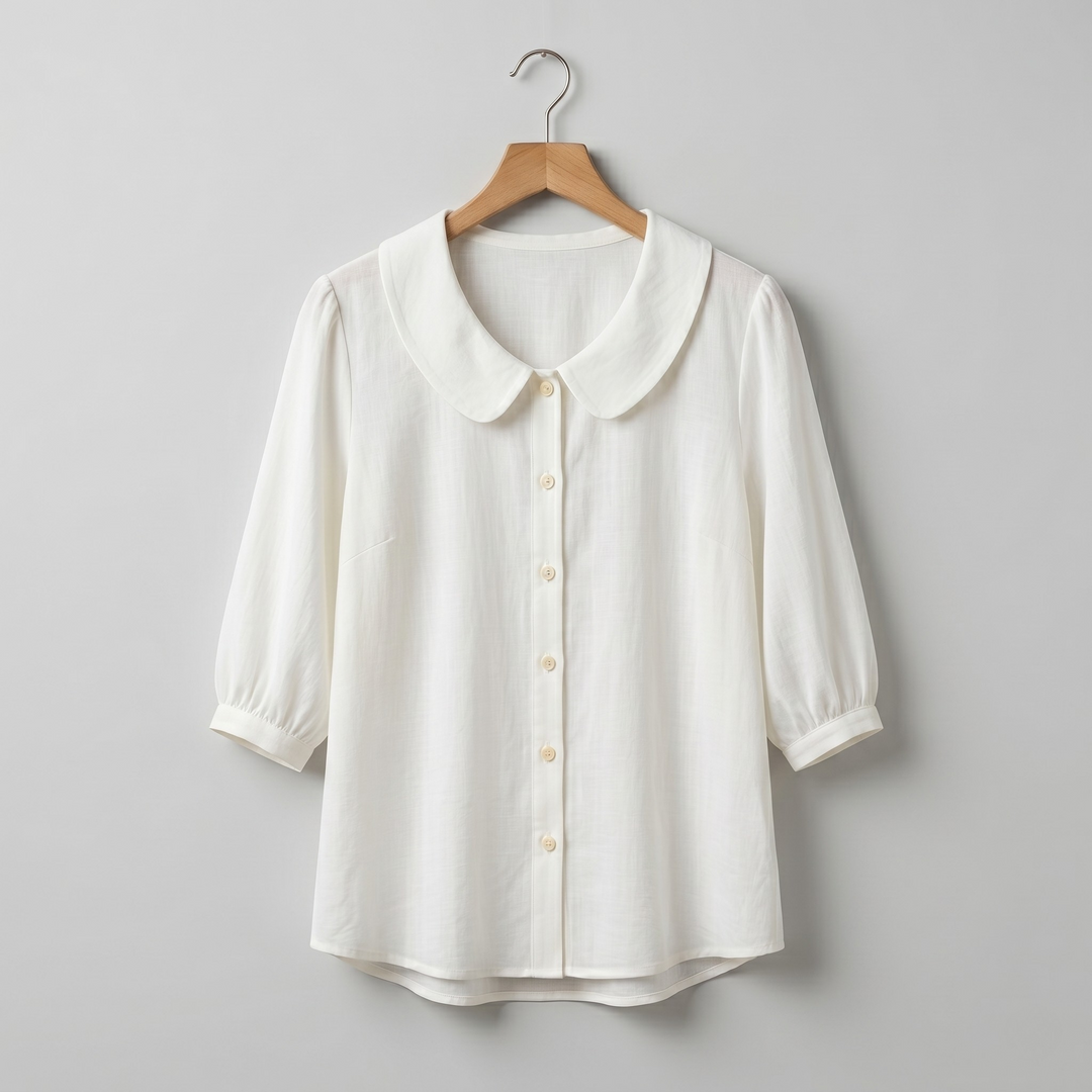 Alessia | Blouse élégante en coton léger avec col arrondi