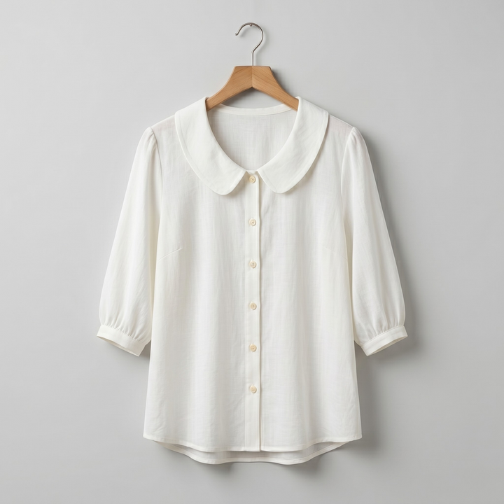 Alessia | Blouse élégante en coton léger avec col arrondi