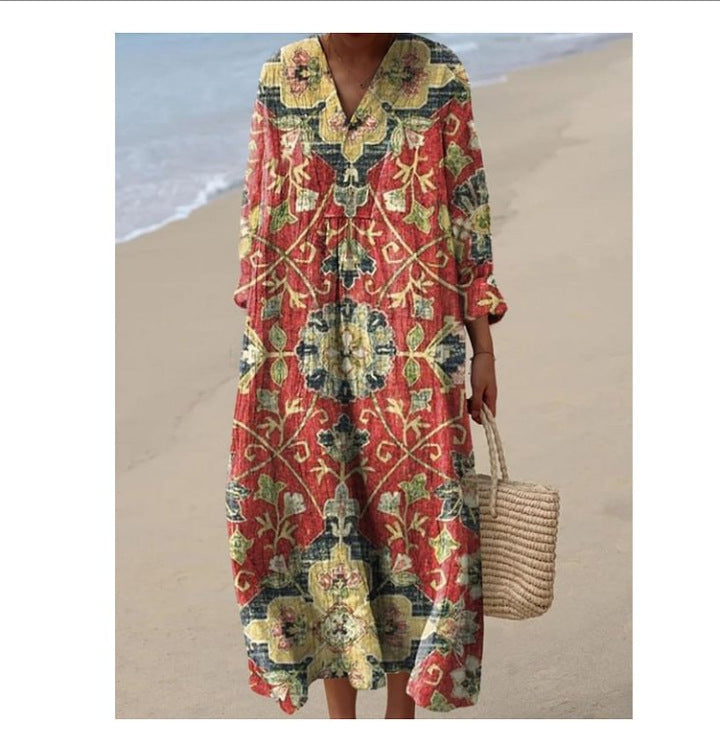 Marie™ | Robe à col rond et imprimé