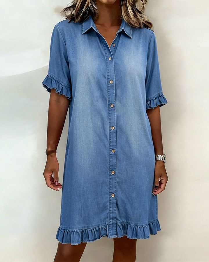 Maria | Robe en denim confortable avec plis flatteurs