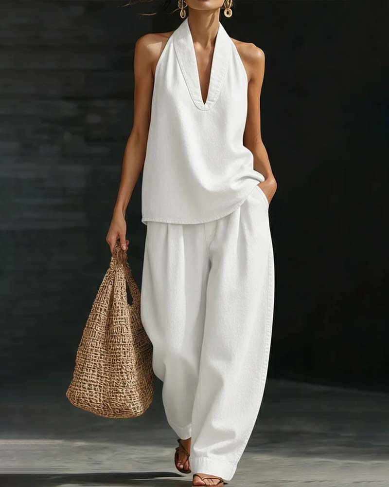 Ensemble denim à col halter