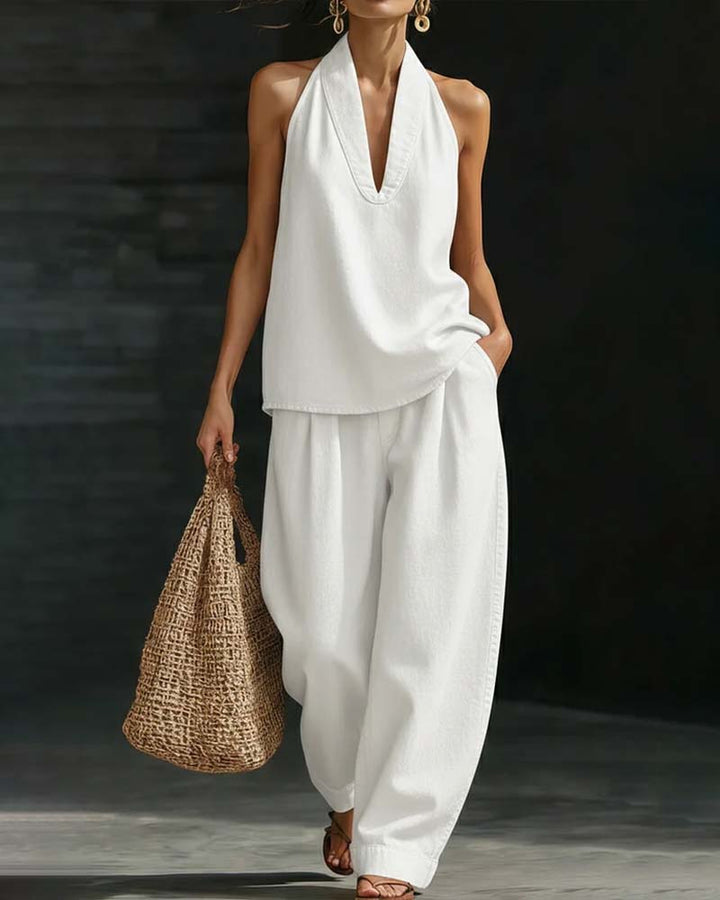 Ensemble denim à col halter