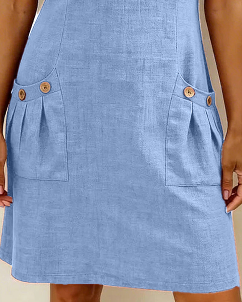Robe zippée en coton et lin avec poches