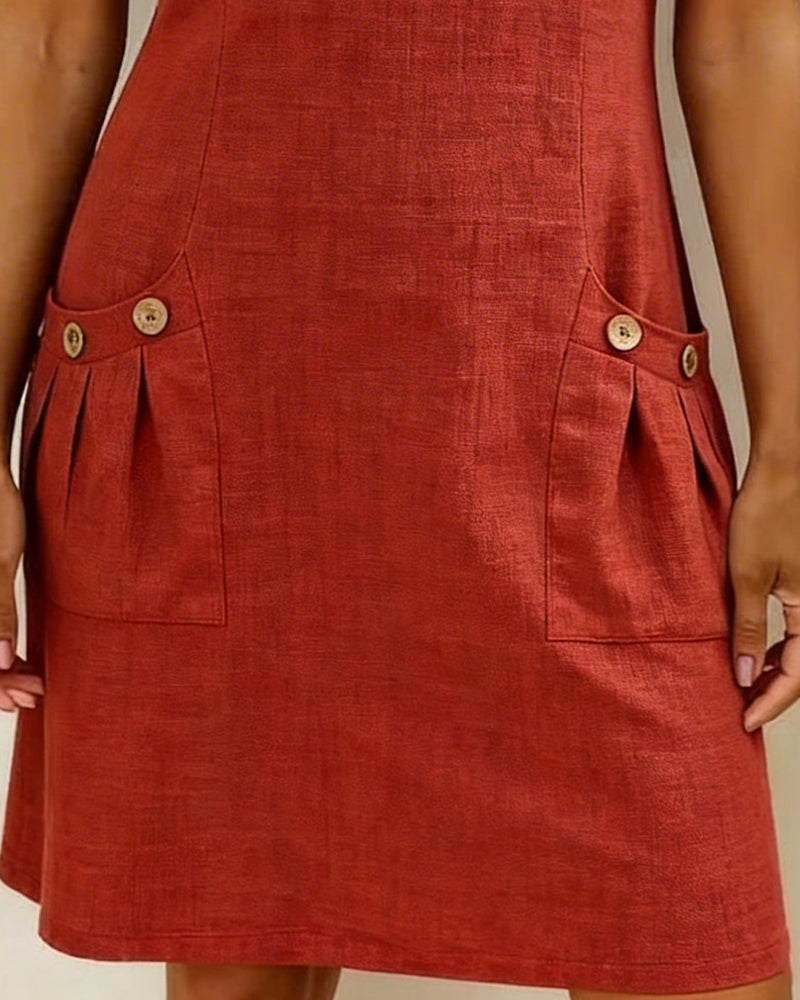 Robe zippée en coton et lin avec poches