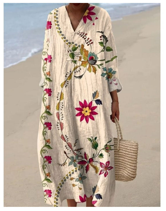 Marie™ | Robe à col rond et imprimé