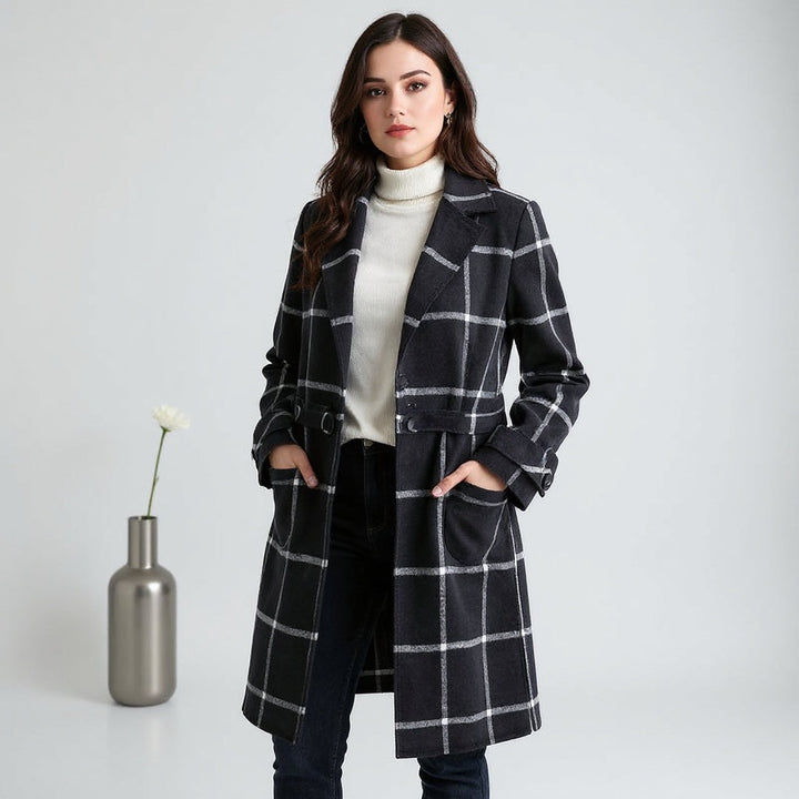 Selena™ | Manteau Élégant en Laine à Carreaux