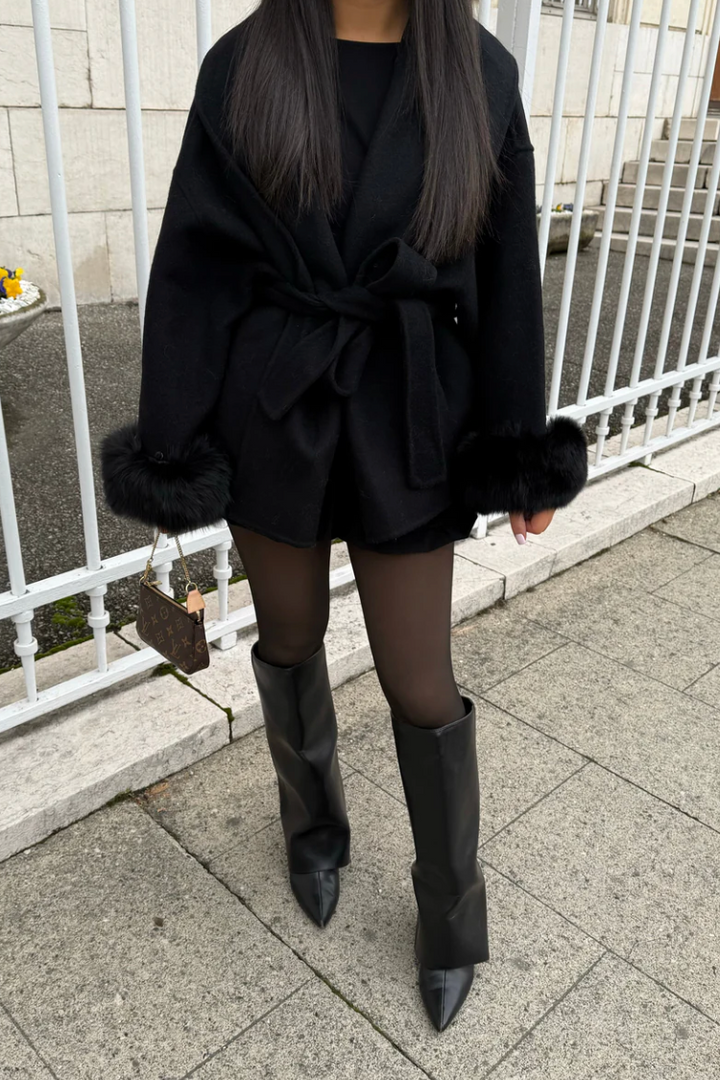 Aurelia™  | Manteau en Laine avec Fourrure
