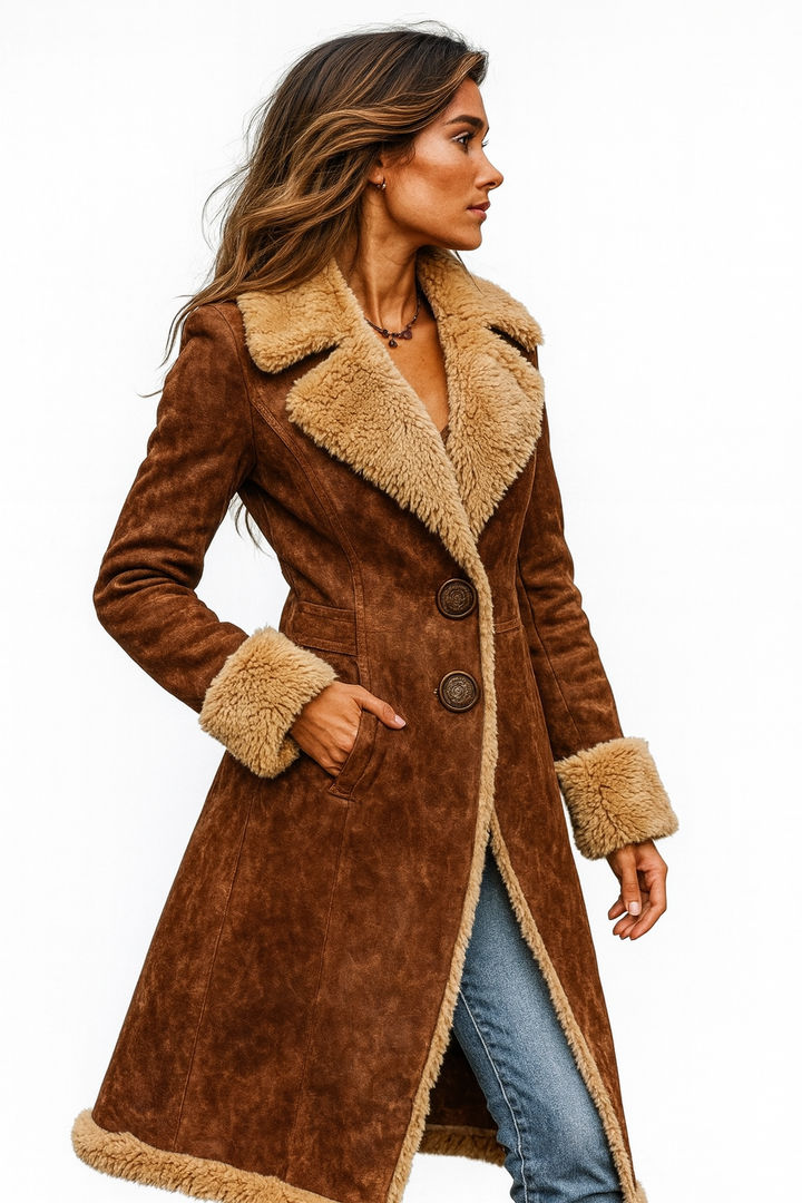 Kyle™ | Manteau Long d'Inspiration Vintage avec Fausse Fourrure