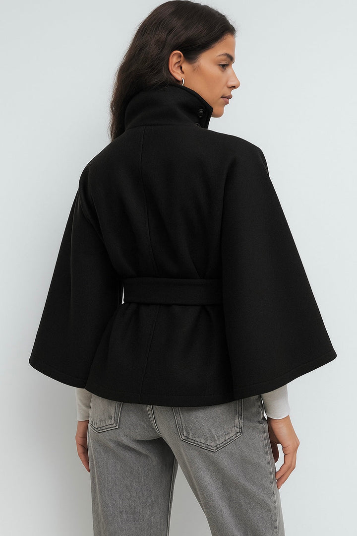 Chloe™ | Veste Cape à Col Montant avec Ceinture