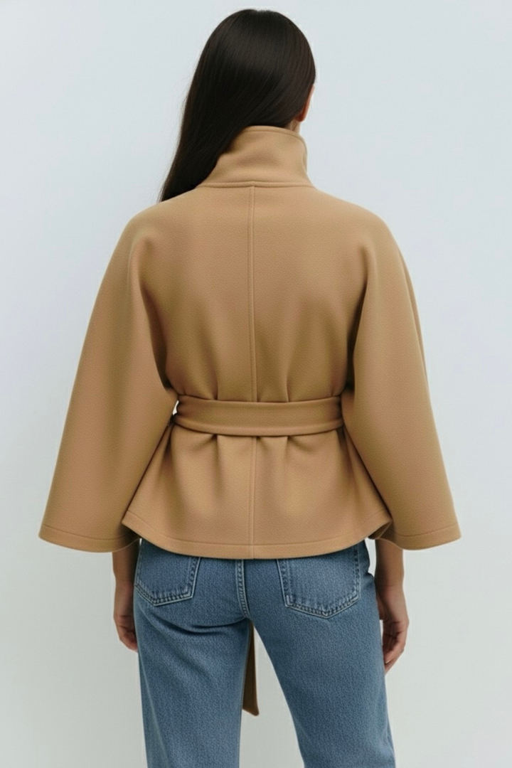 Chloe™ | Veste Cape à Col Montant avec Ceinture