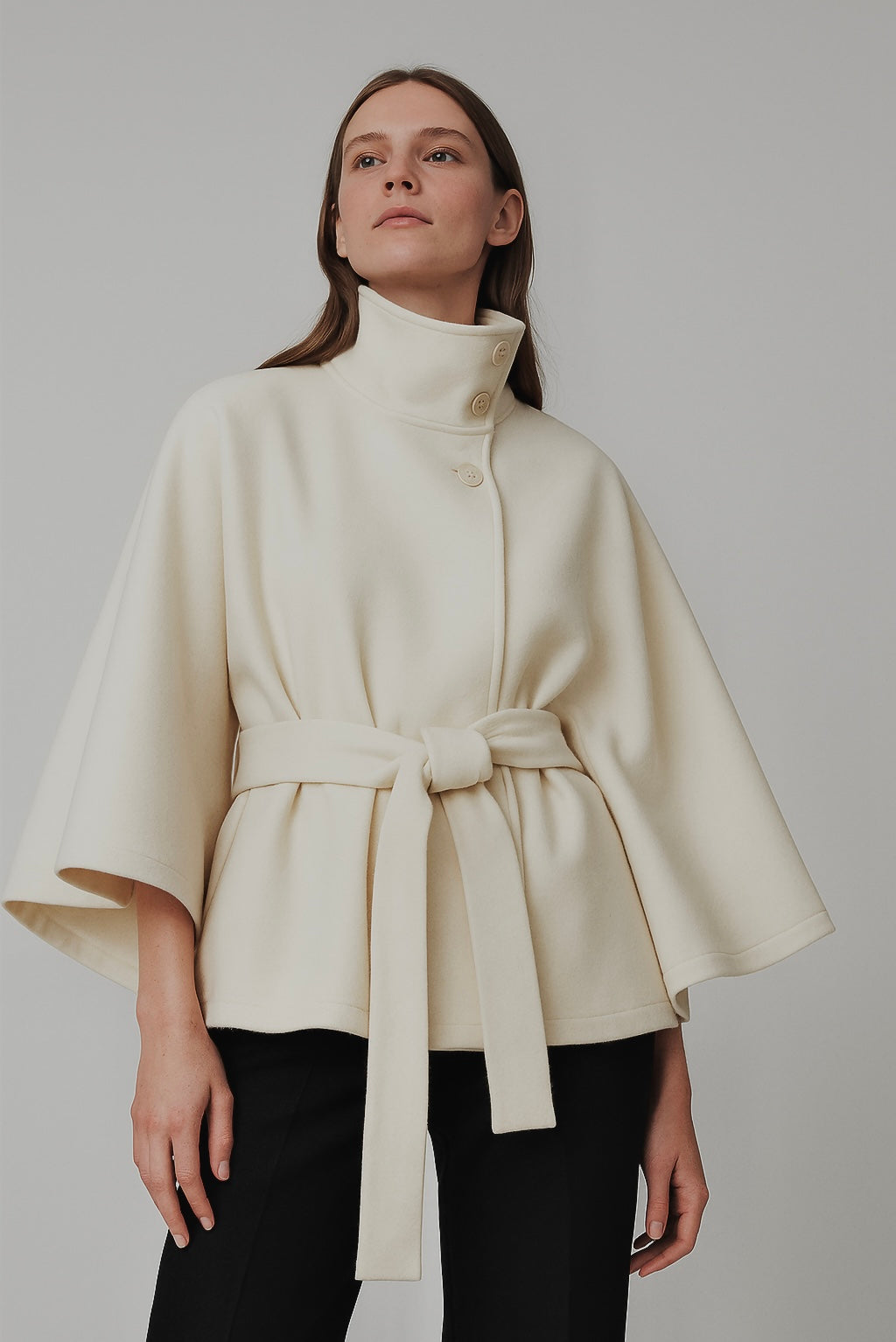 Chloe™ | Veste Cape à Col Montant avec Ceinture