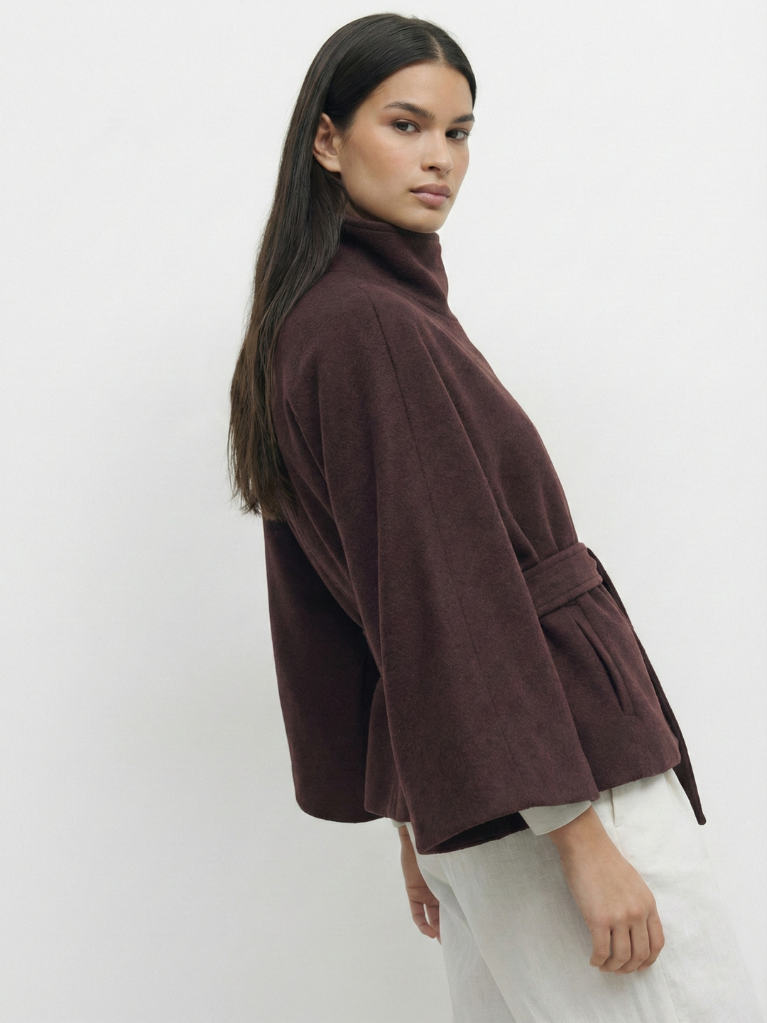 Chloe™ | Veste Cape à Col Montant avec Ceinture