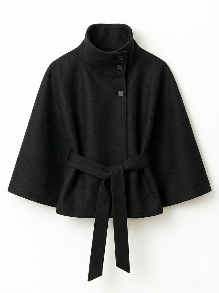 Chloe™ | Veste Cape à Col Montant avec Ceinture