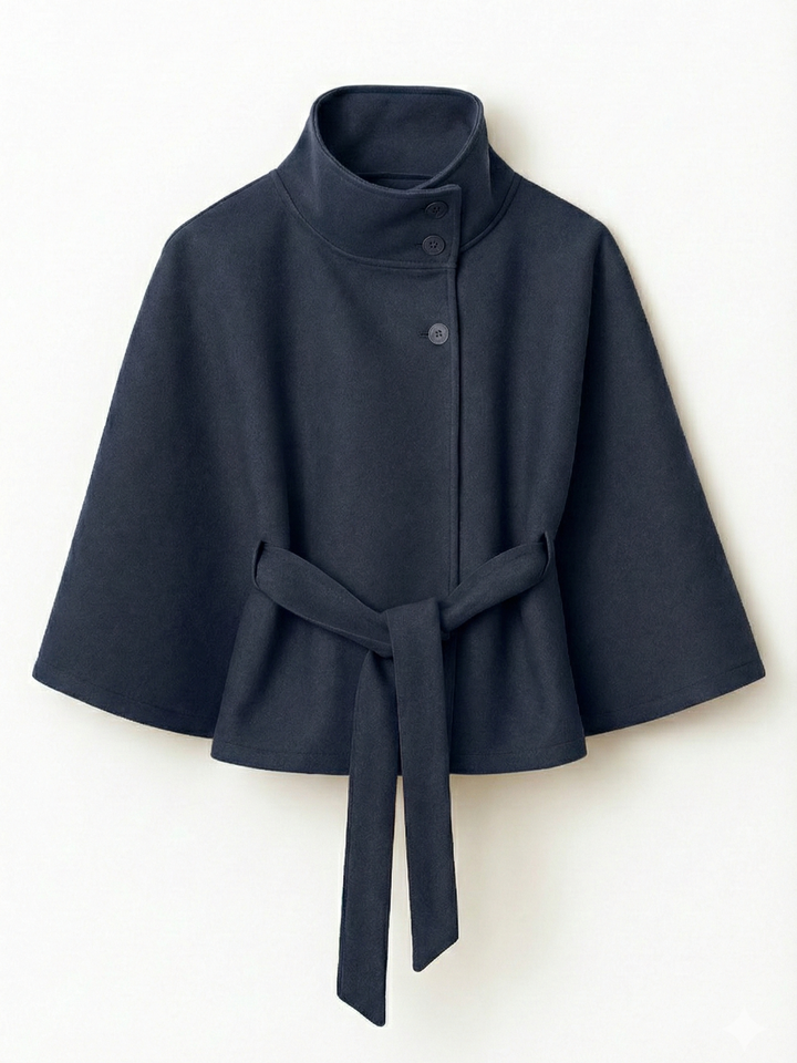Chloe™ | Veste Cape à Col Montant avec Ceinture