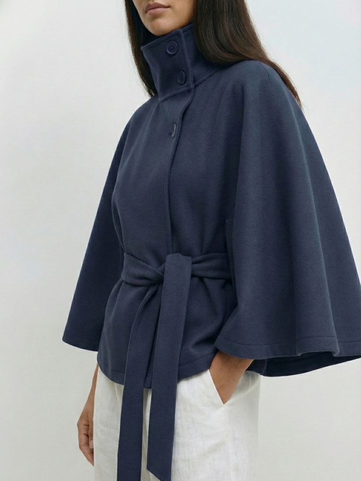 Chloe™ | Veste Cape à Col Montant avec Ceinture