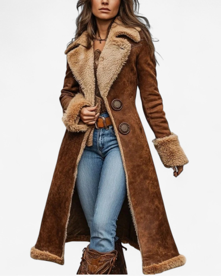 Kyle™ | Manteau Long d'Inspiration Vintage avec Fausse Fourrure