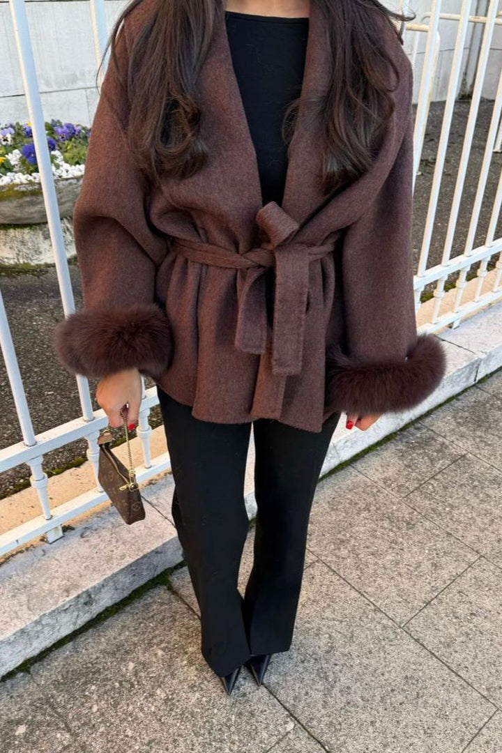 Aurelia™  | Manteau en Laine avec Fourrure