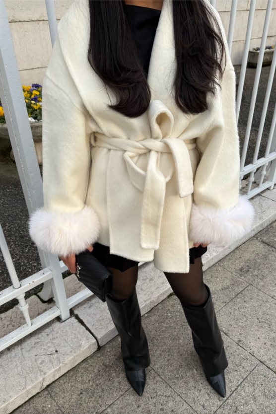 Aurelia™  | Manteau en Laine avec Fourrure