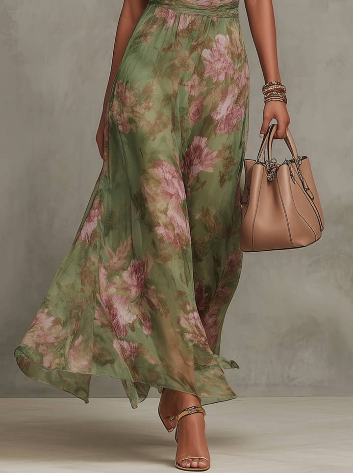 Lucyna | Robe fluide à col halter à fleurs