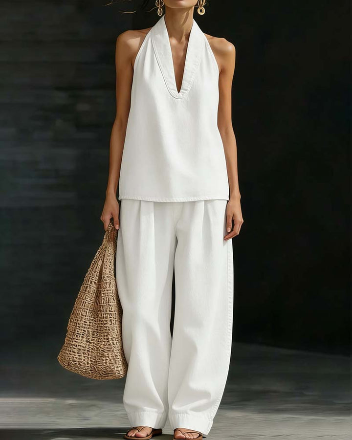 Ensemble denim à col halter