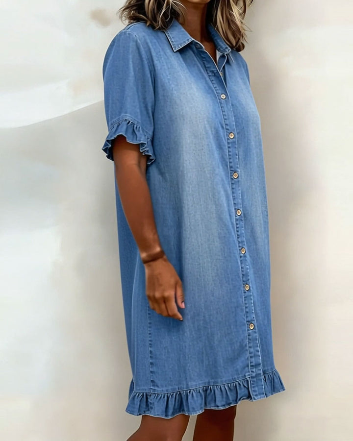 Maria | Robe en denim confortable avec plis flatteurs