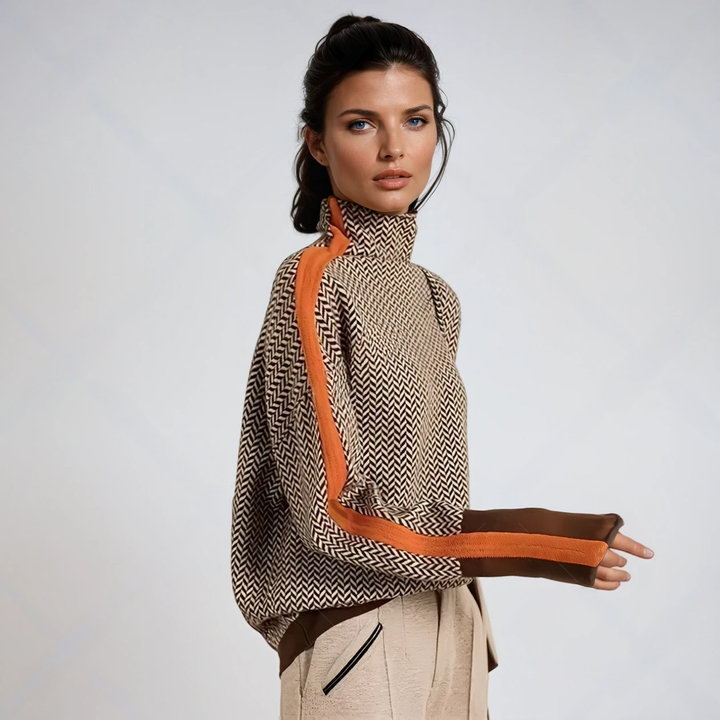 Lucía™ – Pull col à rayures contrastées