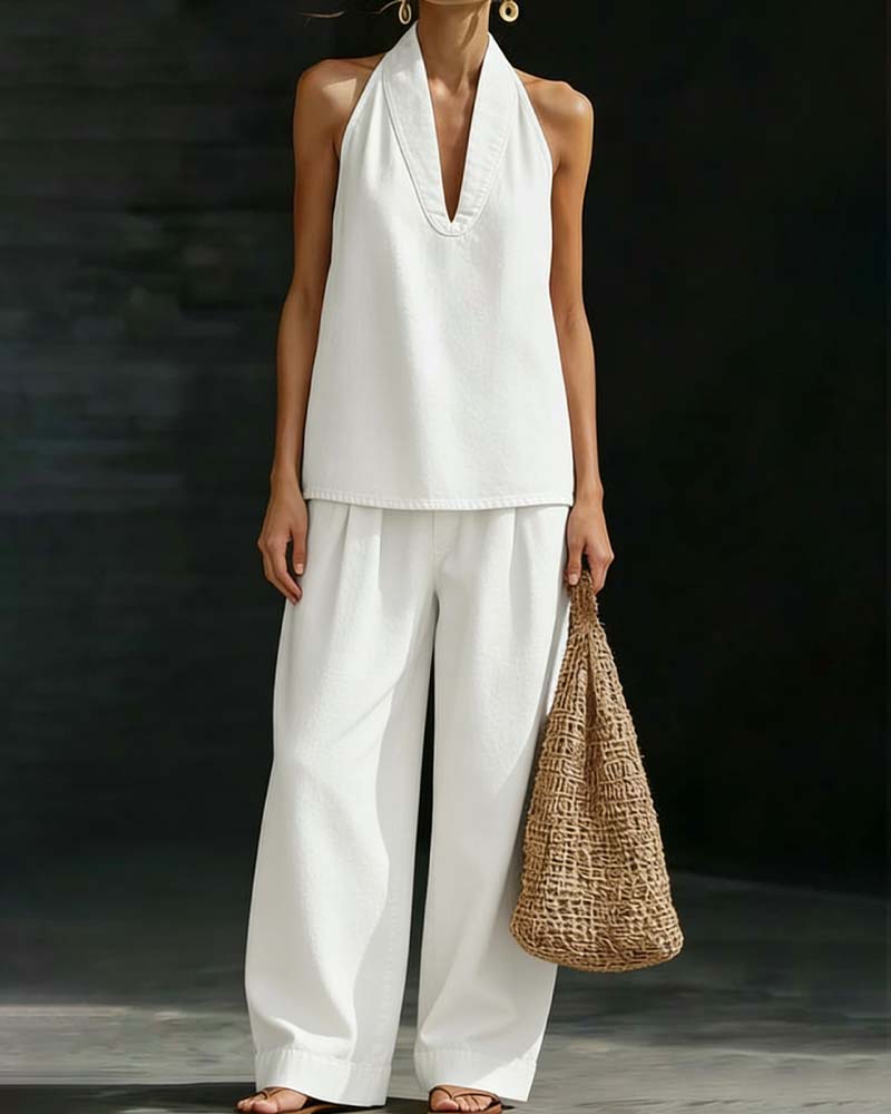 Ensemble denim à col halter