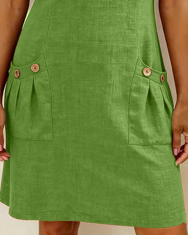 Robe zippée en coton et lin avec poches