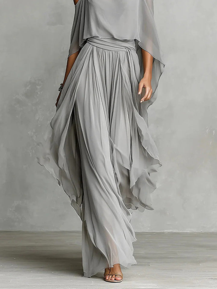 Isabela | Ensemble top à bretelles gris et pantalon fluide